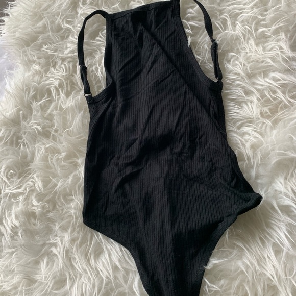 One piece backless thong cut jump suit black - Picture 2 of 2